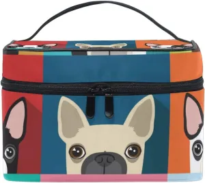 Makeup Train Cases Boston Terrier Pattern Travel Cosmetic Bag Portable Artist Storage Bag Organizer for Womens