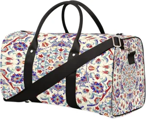 Mandala Vintage Turkish Style Travel Duffel Bag, Foldable Sport Gym Tote Bag, Waterproof Weekender Overnight Bag with Shoulder Strap, Carry On Luggage Handbag for Men and Women