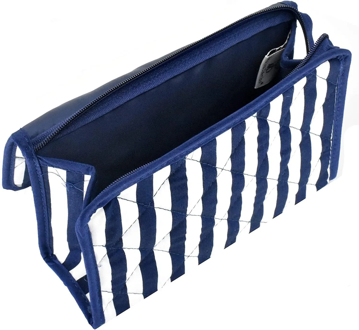 Marisa D'Amico Travel Portable Purse Size Makeup Case Cosmetic Bag with Mirror, Quilted Cotton