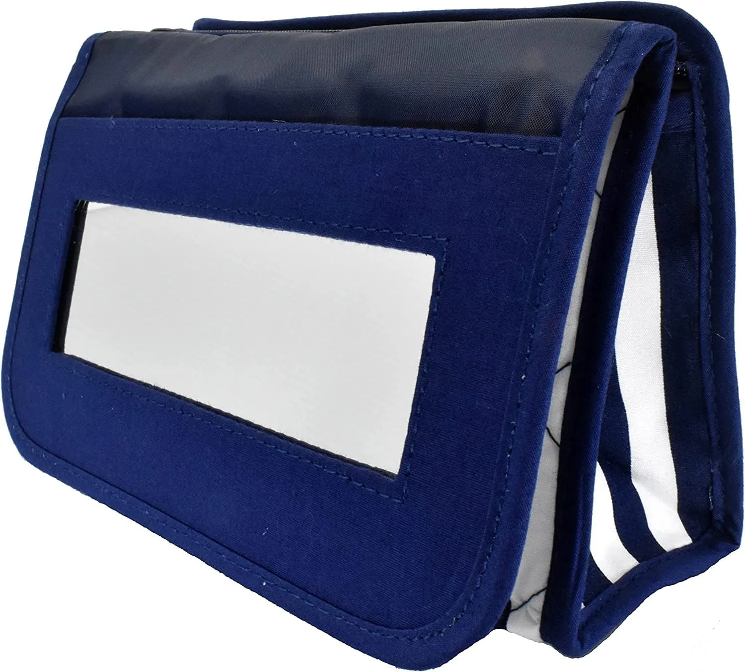 Marisa D'Amico Travel Portable Purse Size Makeup Case Cosmetic Bag with Mirror, Quilted Cotton