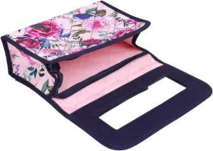 Marisa D'Amico Travel Portable Purse Size Makeup Case Cosmetic Bag with Mirror, Quilted Cotton