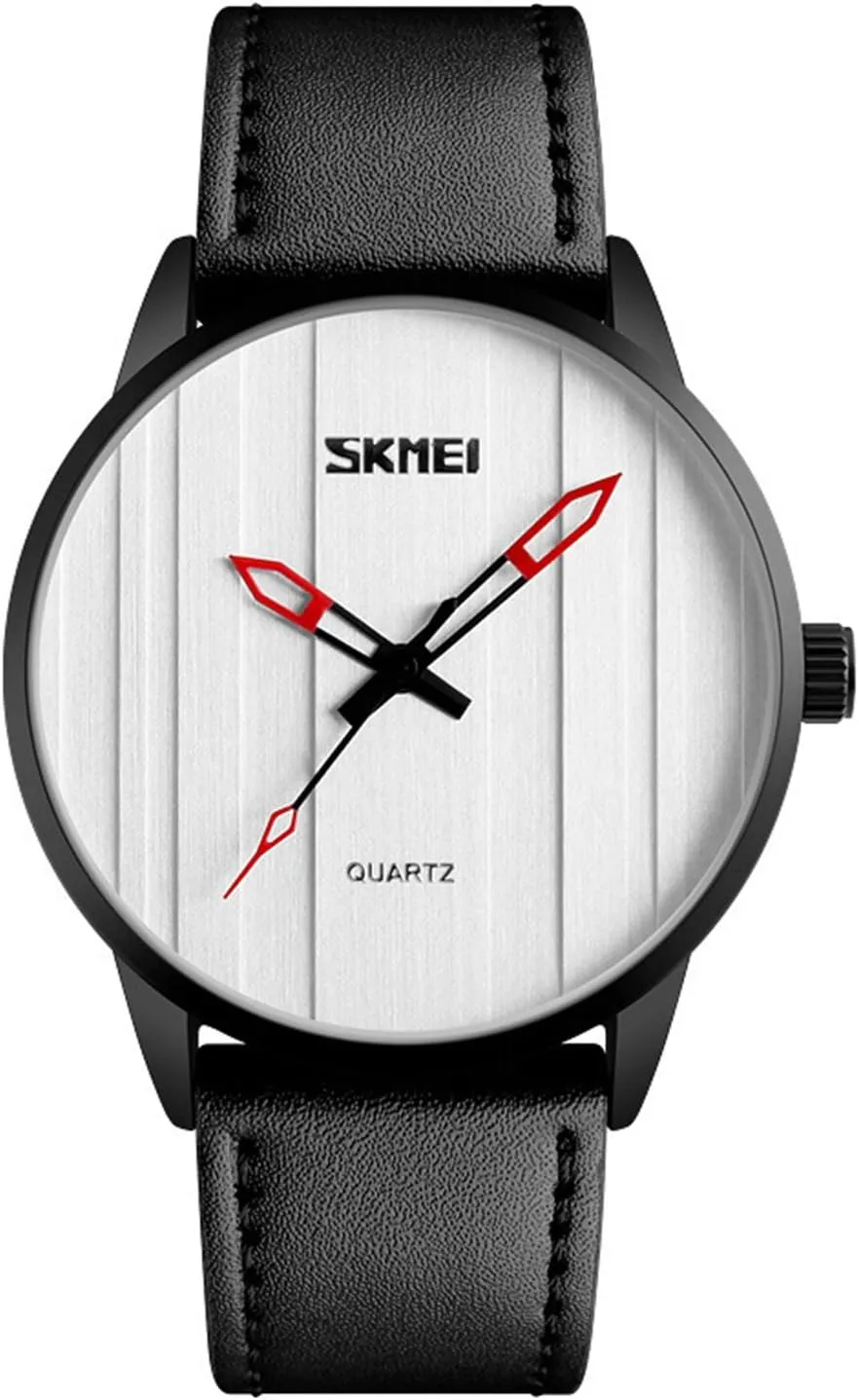 MASTOP Men's Minimalist Analog Sport Quartz Watch Business Waterproof Black Leather Band Dress Wrist Watch