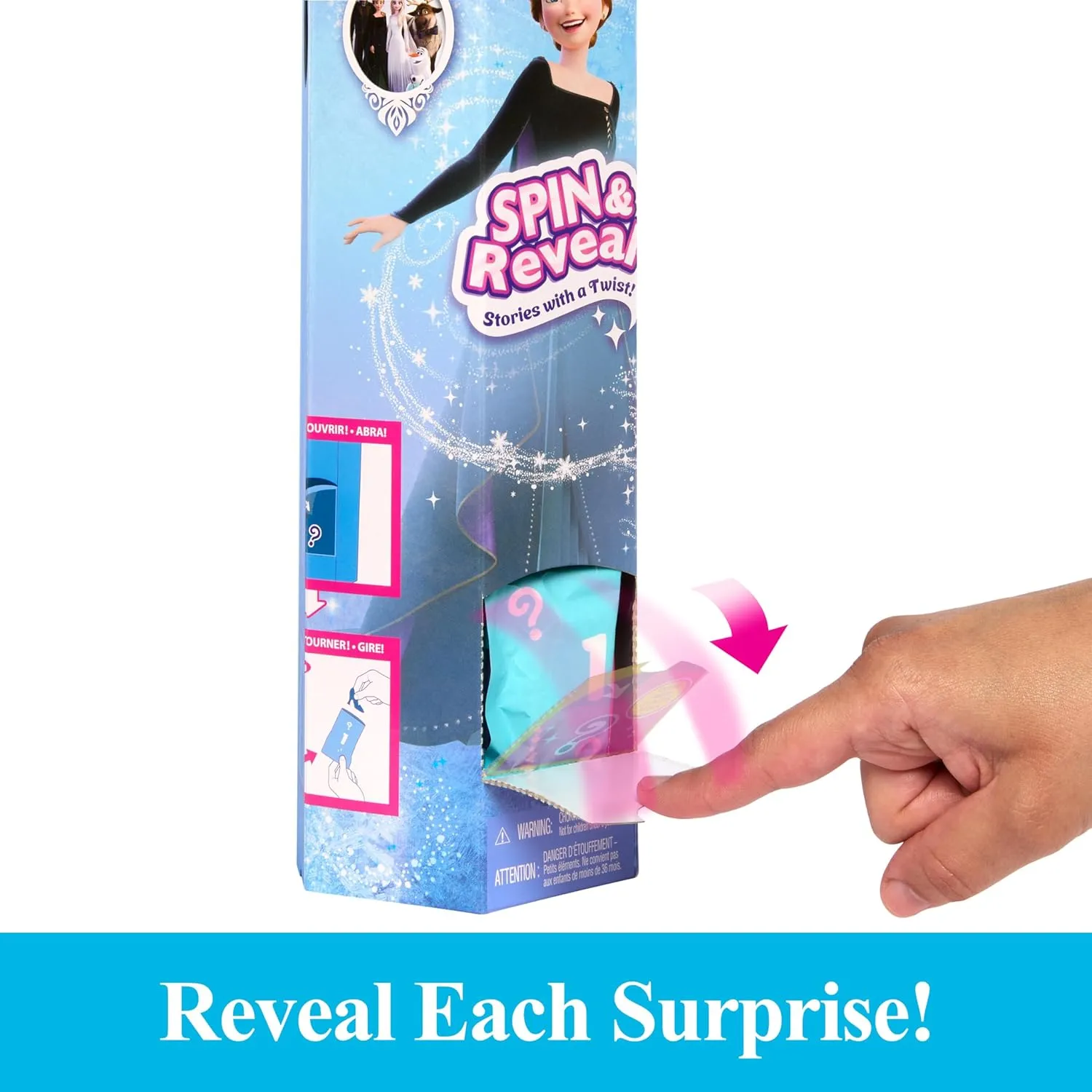 Mattel Disney Frozen Anna Fashion Doll Set, Spin & Reveal with 11 Surprises Including 5 Accessories, 5 Stickers & Play Scene, Inspired by the Movie