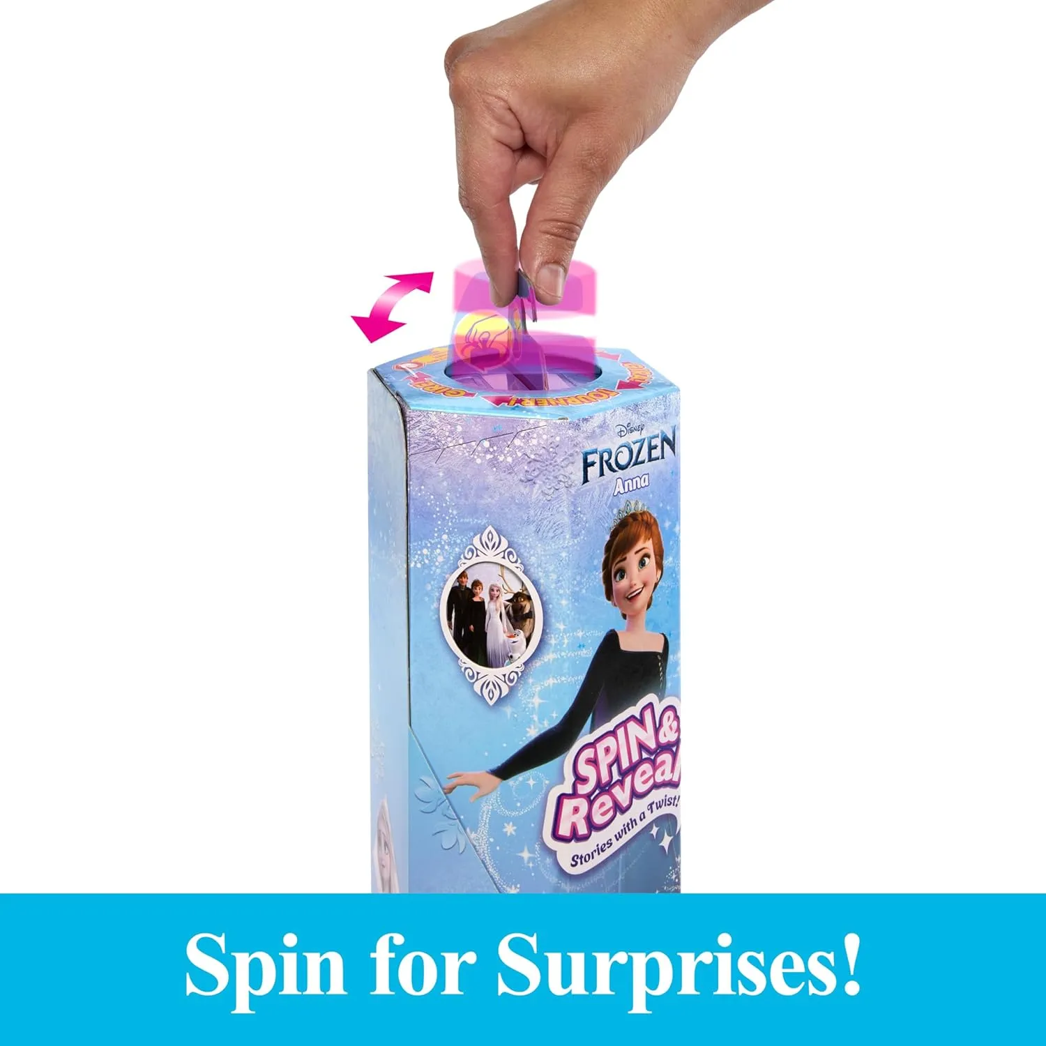 Mattel Disney Frozen Anna Fashion Doll Set, Spin & Reveal with 11 Surprises Including 5 Accessories, 5 Stickers & Play Scene, Inspired by the Movie