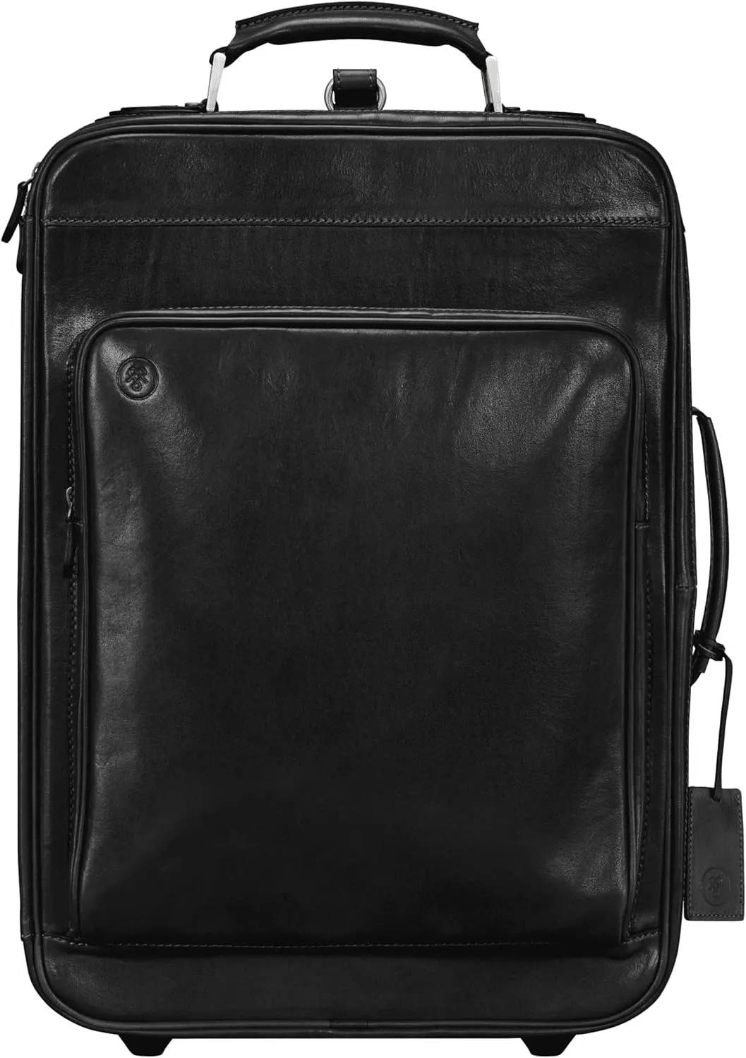 Maxwell Scott - Personalized Luxury Leather Wheeled Rolling Trolley Case Luggage - The Piazzale - Black