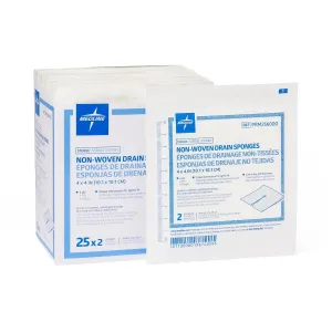 Medline Non-Woven Sterile Drain Sponges, 4"x4", 6-ply (Case Of 600)