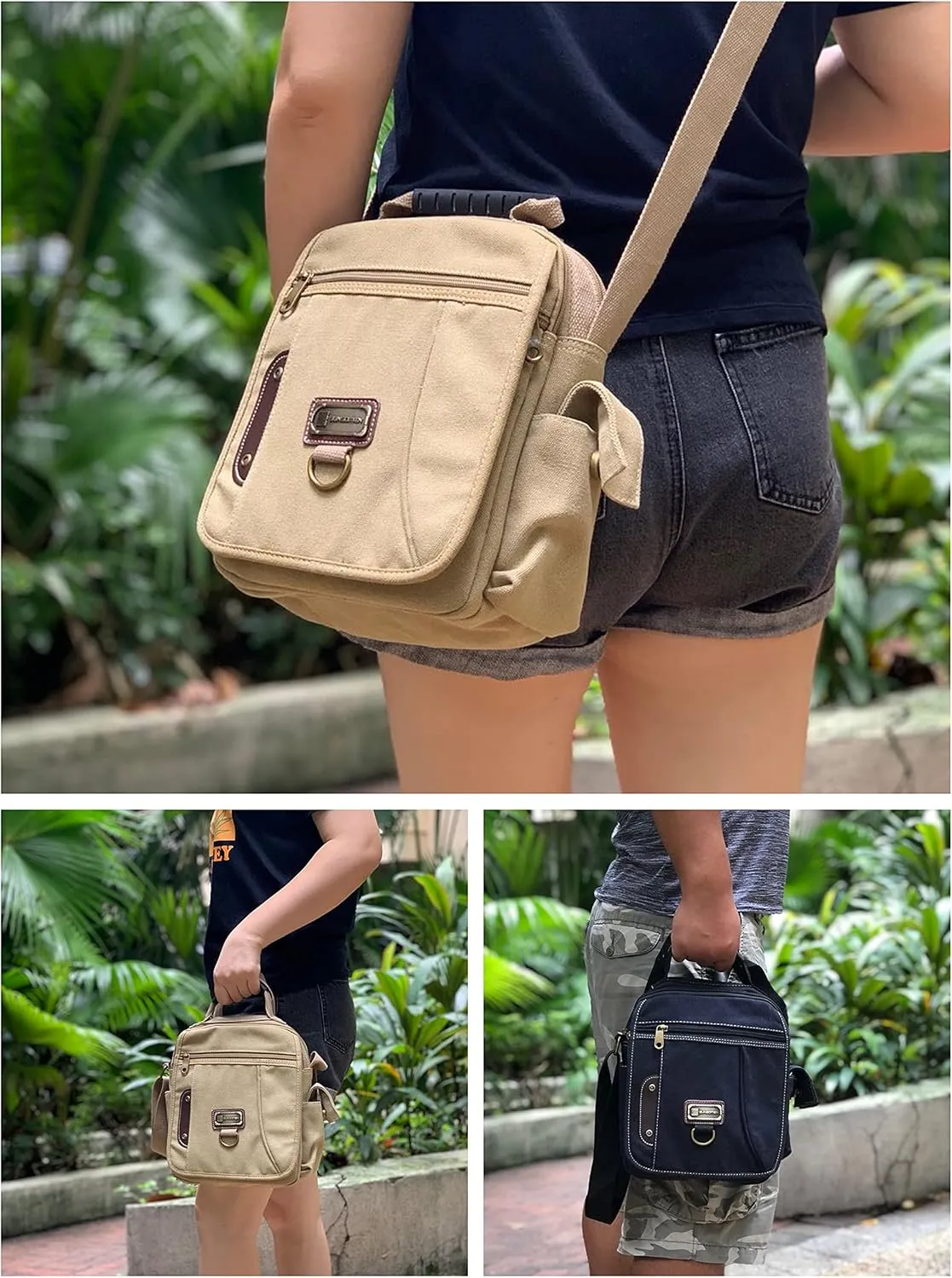 Men's Canvas Crossbody Messenger Bag - Small, Shoulder, Travel, Work Bag