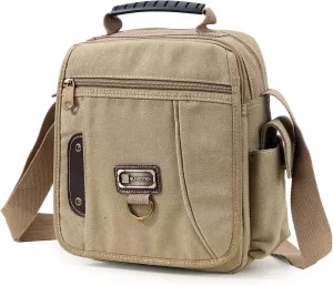 Men's Canvas Crossbody Messenger Bag - Small, Shoulder, Travel, Work Bag