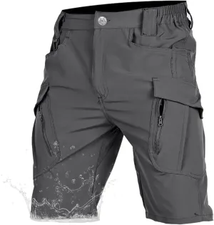 Mens Hiking Cargo Shorts with Multi Pockets Quick Dry Lightweight Stretch Tactical Shorts Outdoor Golf Fishing Camping Grey XL