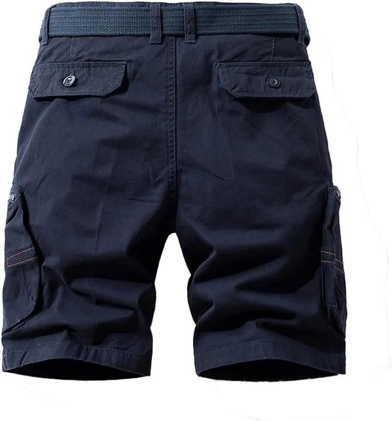Men's Regular Fit Military Cargo Shorts - Summer Cotton Casual Shorts with Zipper Pockets