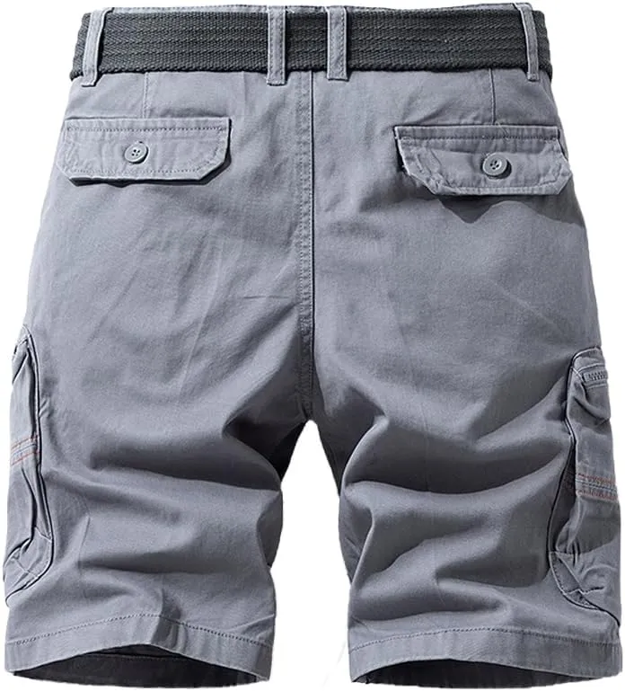 Men's Regular Fit Military Cargo Shorts - Summer Cotton Casual Shorts with Zipper Pockets