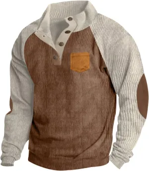 Mens Sweatshirts No Hood Collared Cotton Mens Button Down Long Sleeve Shirts 2024 Fall Casual Design Outdoor Pullover