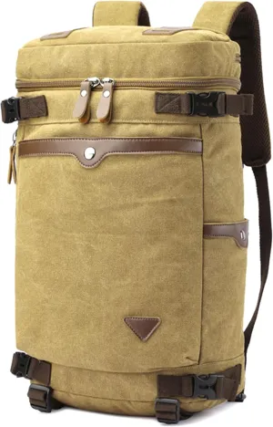 Men's Vintage Backpack Convertible Travel Duffel Bags Canvas Large Capacity Shoulder Bag for Climbing Camping (A/Green)