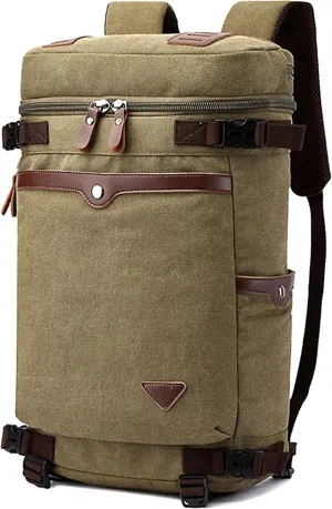 Men's Vintage Backpack Convertible Travel Duffel Bags Canvas Large Capacity Shoulder Bag for Climbing Camping (B/Green)