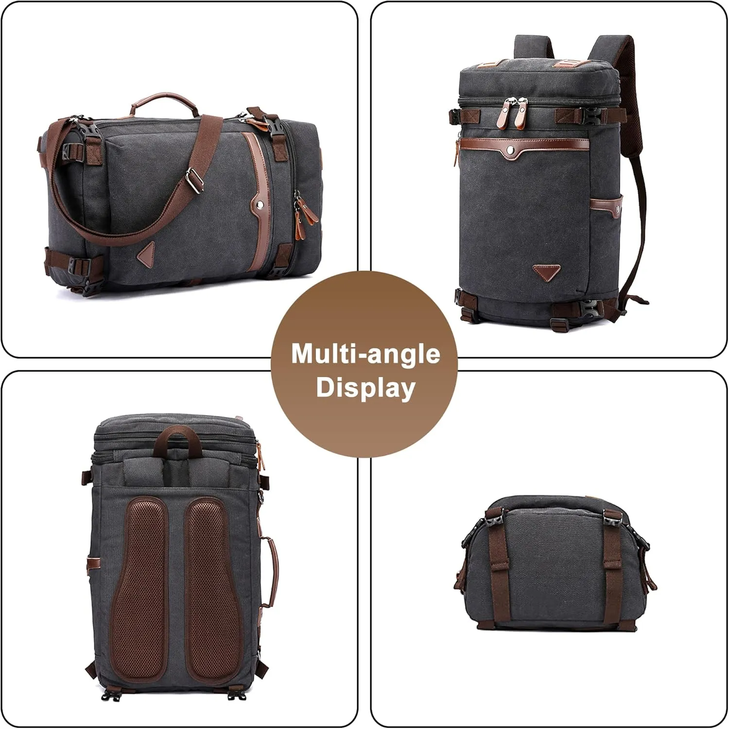 Men's Vintage Backpack Convertible Travel Duffel Bags Canvas Large Capacity Shoulder Bag for Climbing Camping (B/Green)