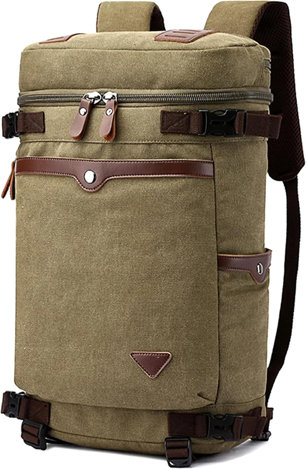 Men's Vintage Backpack Convertible Travel Duffel Bags Canvas Large Capacity Shoulder Bag for Climbing Camping (B/Green)