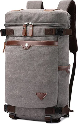 Men's Vintage Backpack Convertible Travel Duffel Bags Canvas Large Capacity Shoulder Bag for Climbing Camping (Grey)