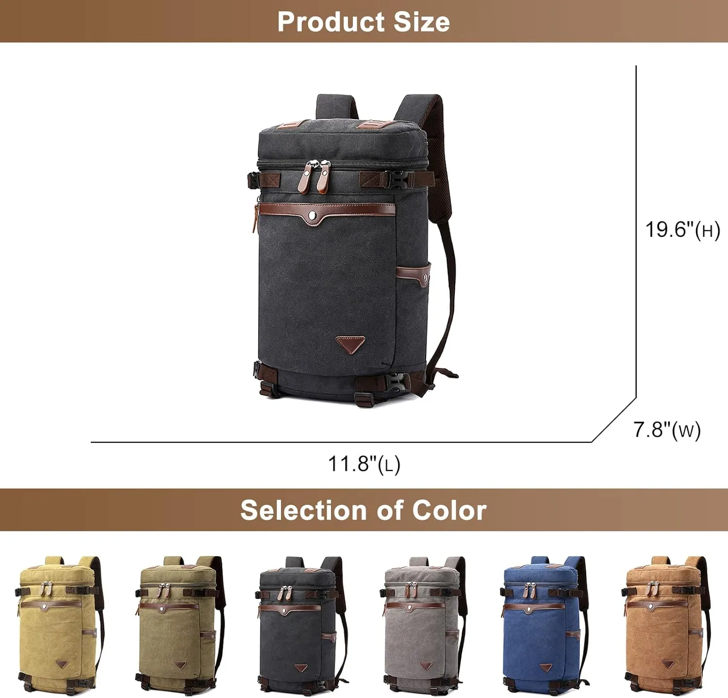 Men's Vintage Backpack Convertible Travel Duffel Bags Canvas Large Capacity Shoulder Bag for Climbing Camping (Grey)
