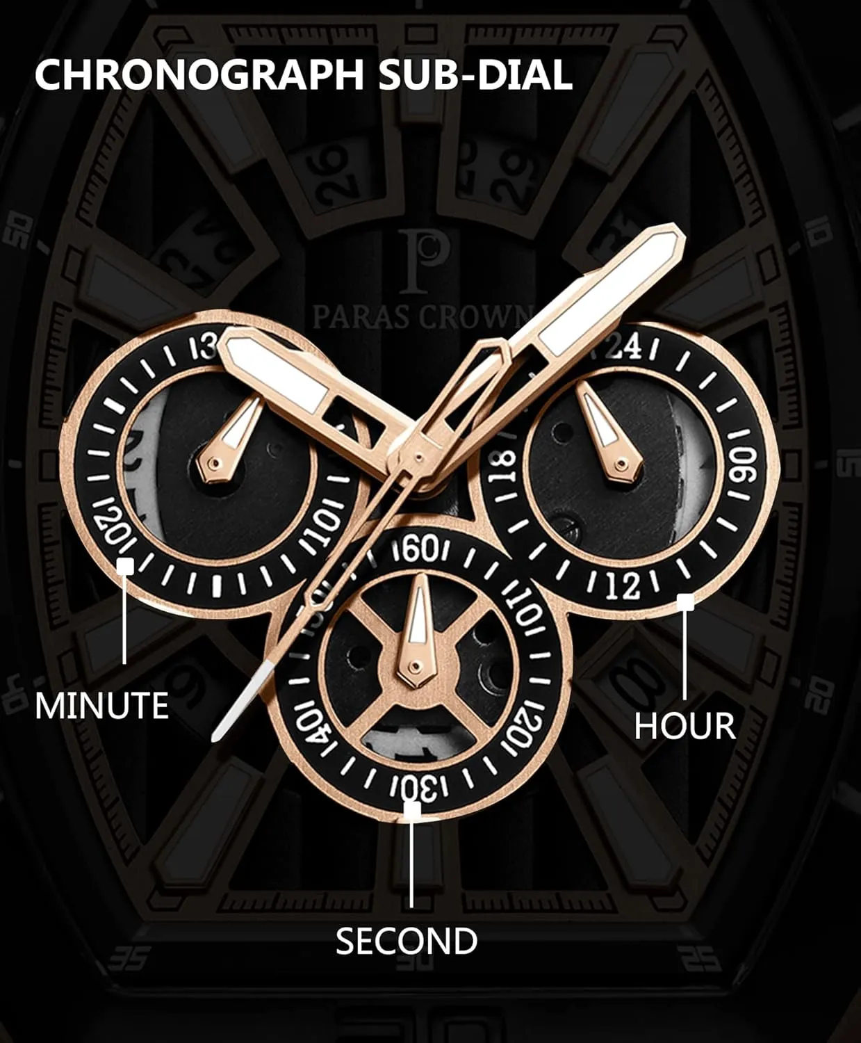 Mens Watches Analog Quartz Luxury Tonneau Watches for Men Japanese Movement 50M Waterproof Stainless Steel Case Luminous Sport Watch