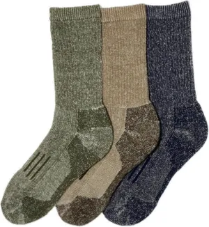 Men's/Women's L & XL Merino Wool Hiking Running Outdoor Work Socks - 3 Pairs, Biodegradable Bag