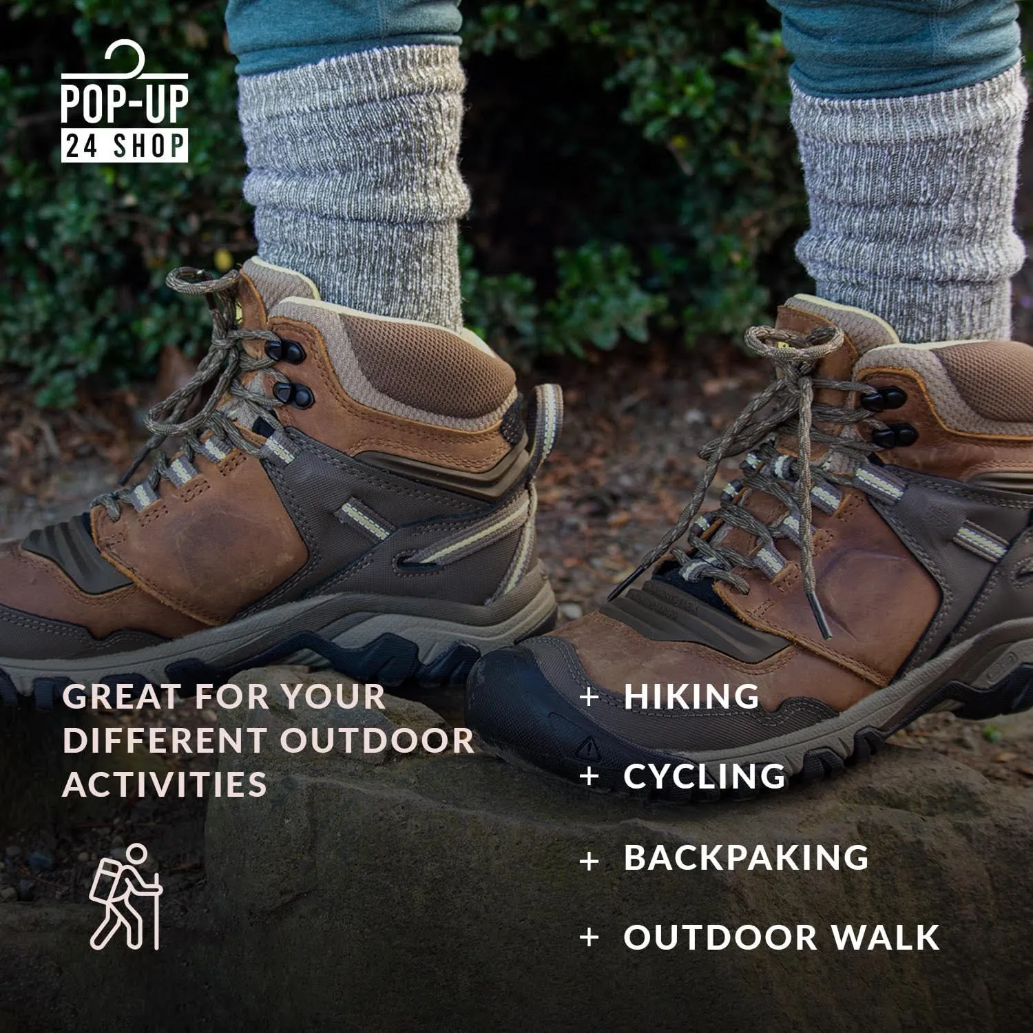Men's/Women's L & XL Merino Wool Hiking Running Outdoor Work Socks - 3 Pairs, Biodegradable Bag
