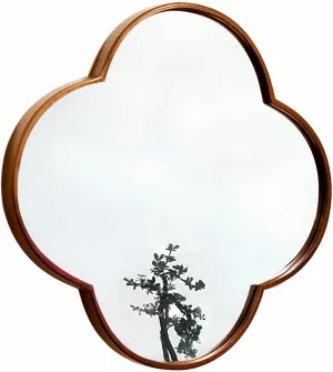 Metal Makeup Mirror HD Bathroom Mirror Wall Mounted Shaving Mirror Multiple Combinations Possible Plum Blossom Shaped Decorative Mirror(Brown,60cm/23.6in)