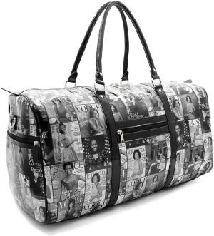 Michelle Obama Glossy Magazine Cover Weekender Duffel Bag (Black & White)