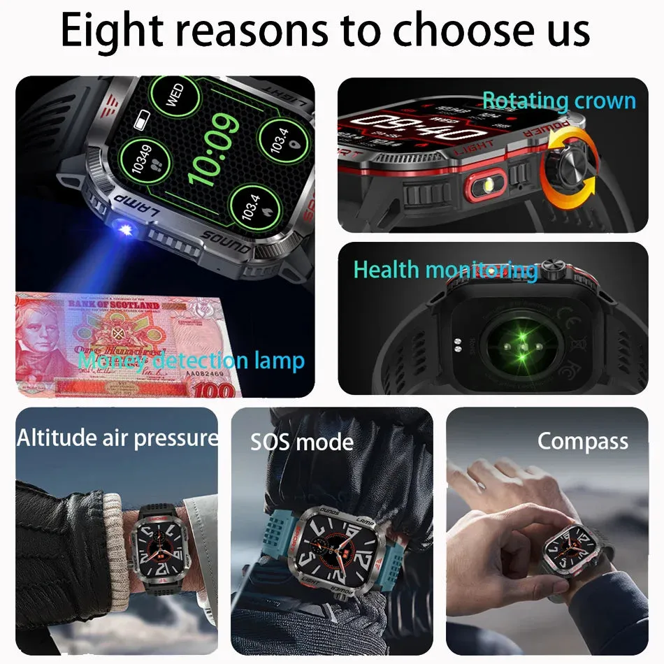Military GPS Smartwatch for Huawei Xiaomi, Bluetooth, Waterproof