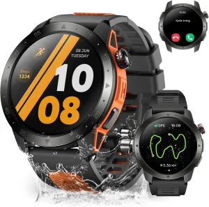 Military Smart Watches for Men Built-in GPS, 1.43" AMOLED Screen with Compass, Altitude, Barometer, 3ATM Waterproof, Answer/Make Call, Fitness Tracker with Health Monitor for Android iOS