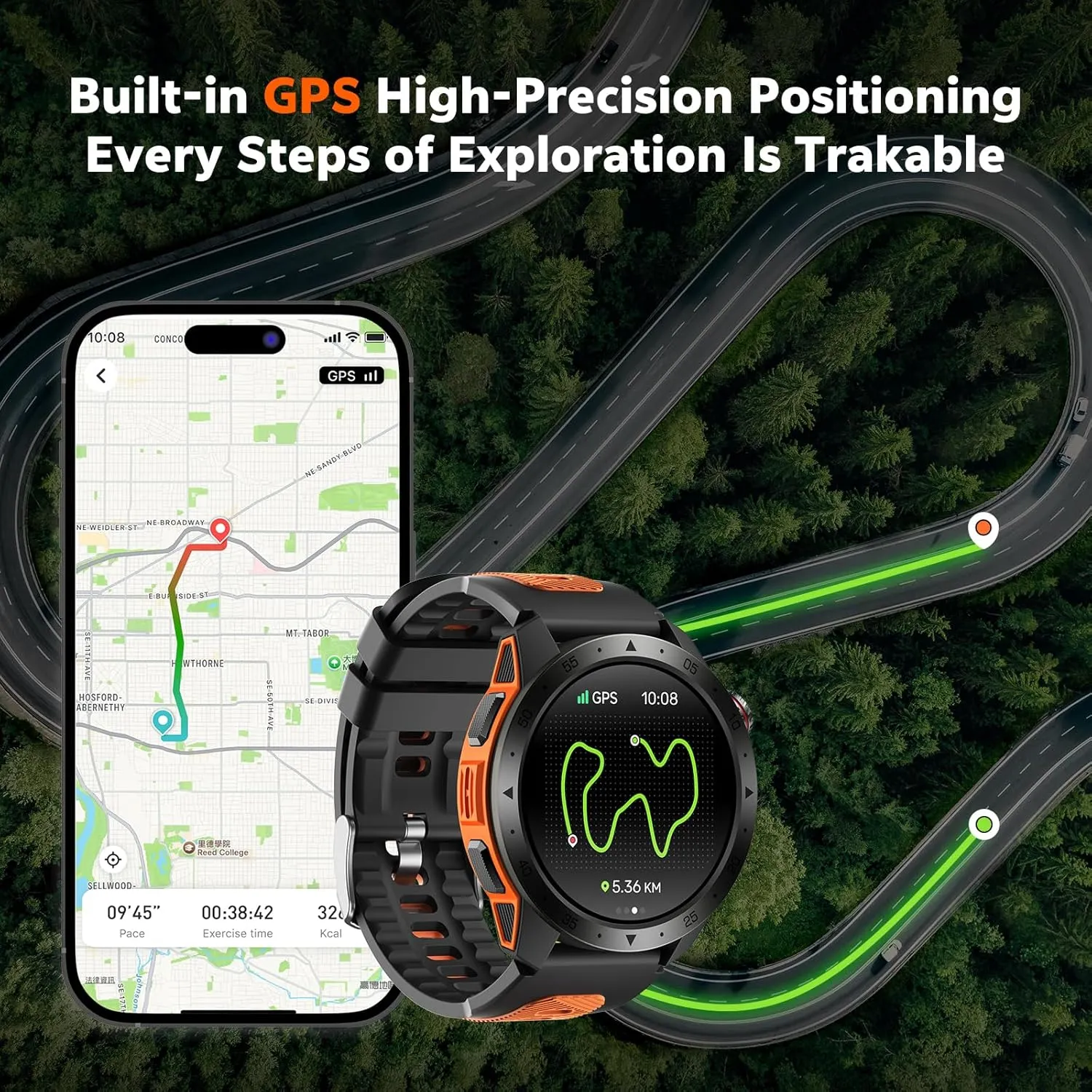Military Smart Watches for Men Built-in GPS, 1.43" AMOLED Screen with Compass, Altitude, Barometer, 3ATM Waterproof, Answer/Make Call, Fitness Tracker with Health Monitor for Android iOS