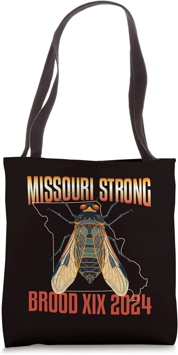 Missouri Strong Cicada Brood XIX 2024 Hatch Funny Bug Lover Tote Bag