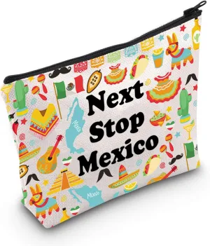 MNIGIU Mexico Symbols Souvenir Cosmetic Bag Mexico Vacation Gift Mexico Trip Makeup Bag Mexico Lover Gift North America Travel Gift