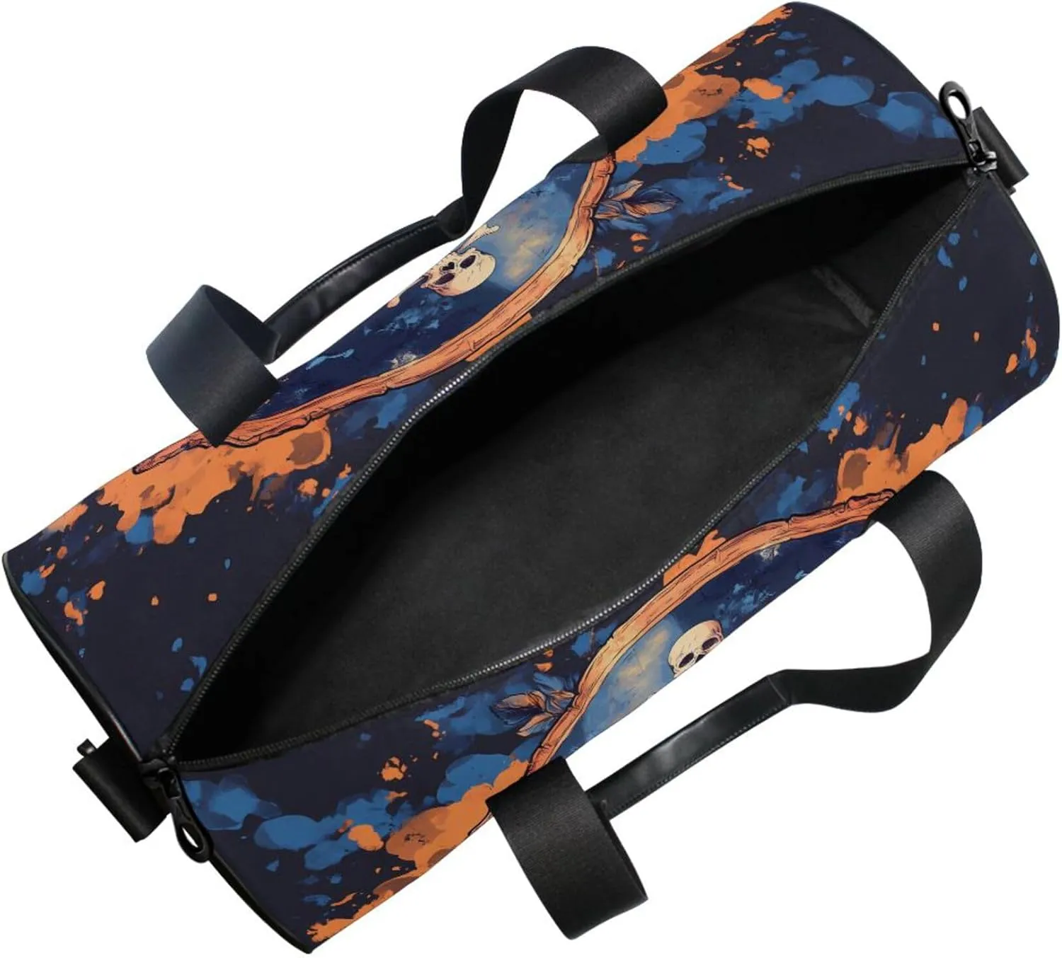 MNSRUU Sports Duffel Bags, Blue Flower Skeleton Pirate Athletic Gym Bag Overnight Workout Travel Tote Luggage for Men Women Yoga