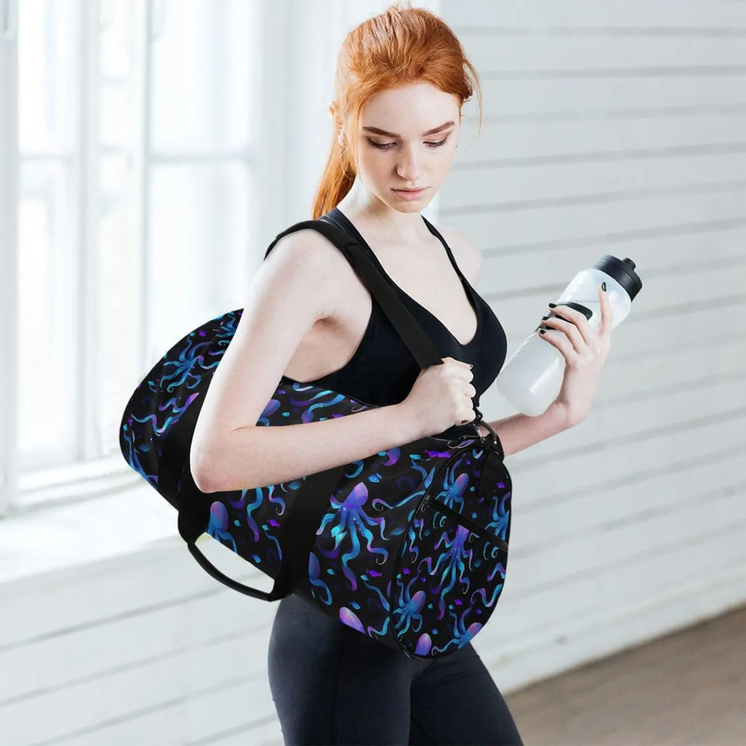 MNSRUU Sports Duffel Bags, Octopus Athletic Gym Bag Overnight Workout Travel Tote Luggage for Men Women Yoga