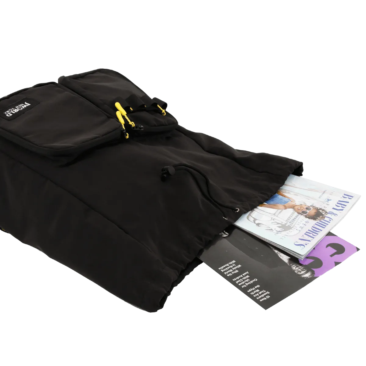 Mod Premium Drawstring Backpack in Black Yellow