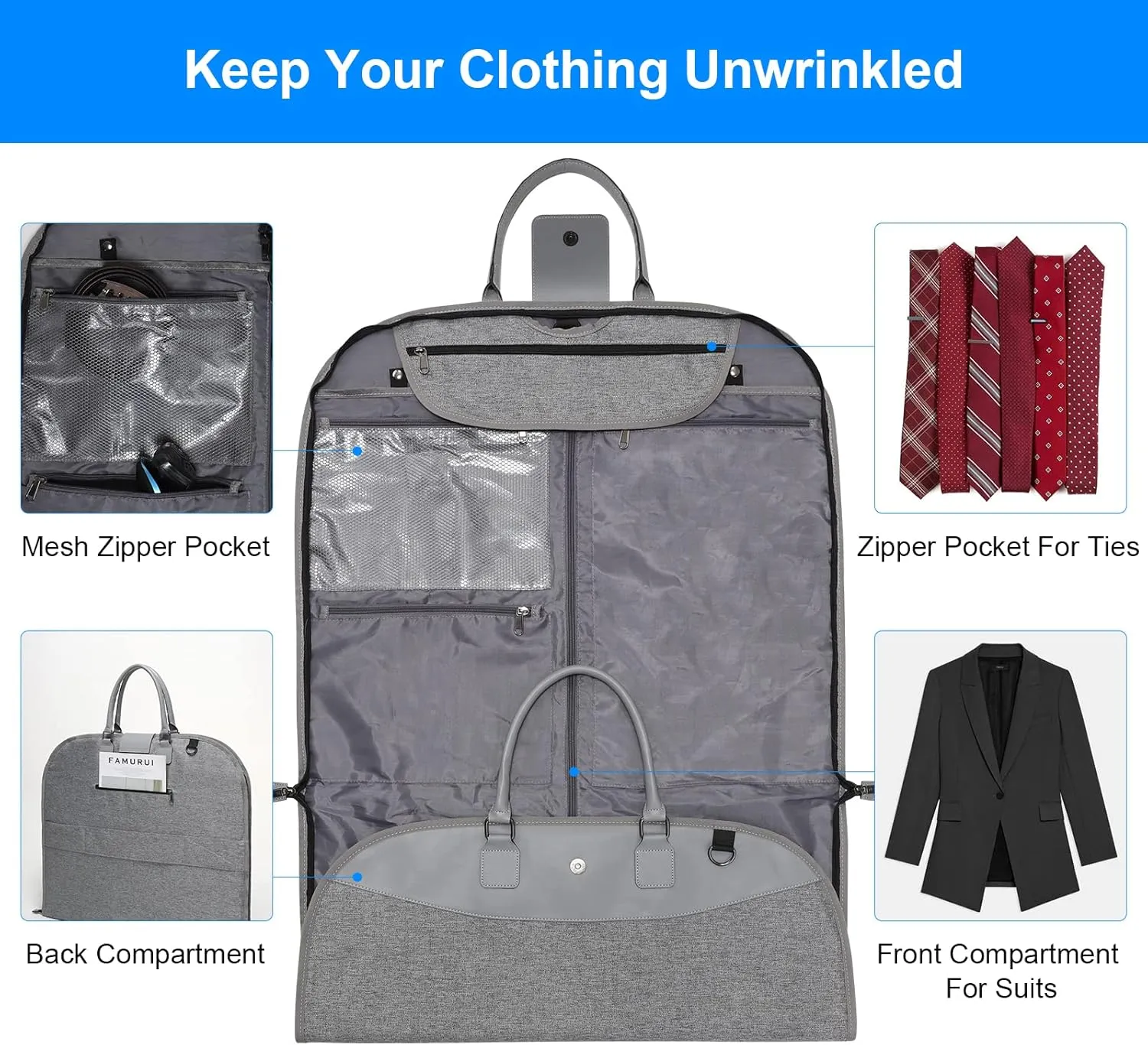 Modoker Suit Luggage Garment Bag with Shoulder Strap, Suit Carry on Bag Hanging Suitcase Garment Bags for Men Women Business Travel