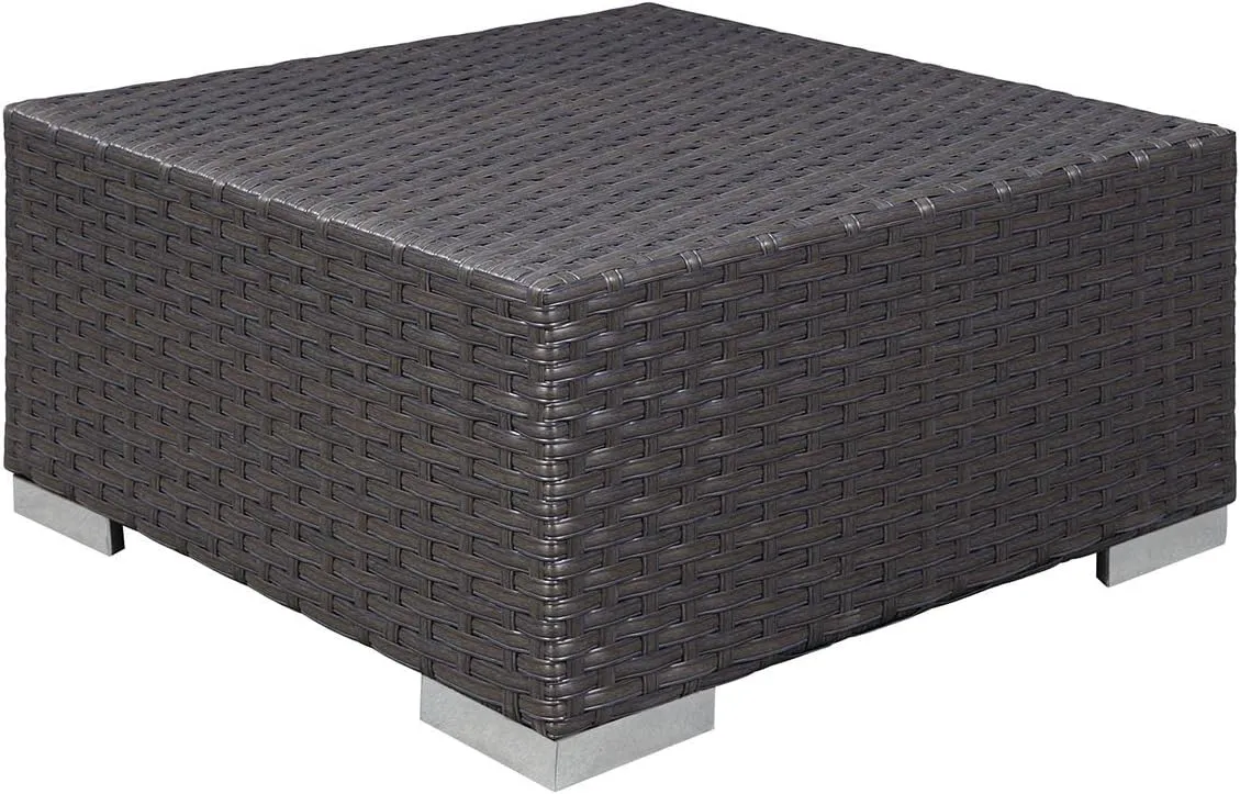 Modway Sojourn Wicker Rattan Outdoor Patio Sunbrella Fabric Ottoman in Canvas Navy