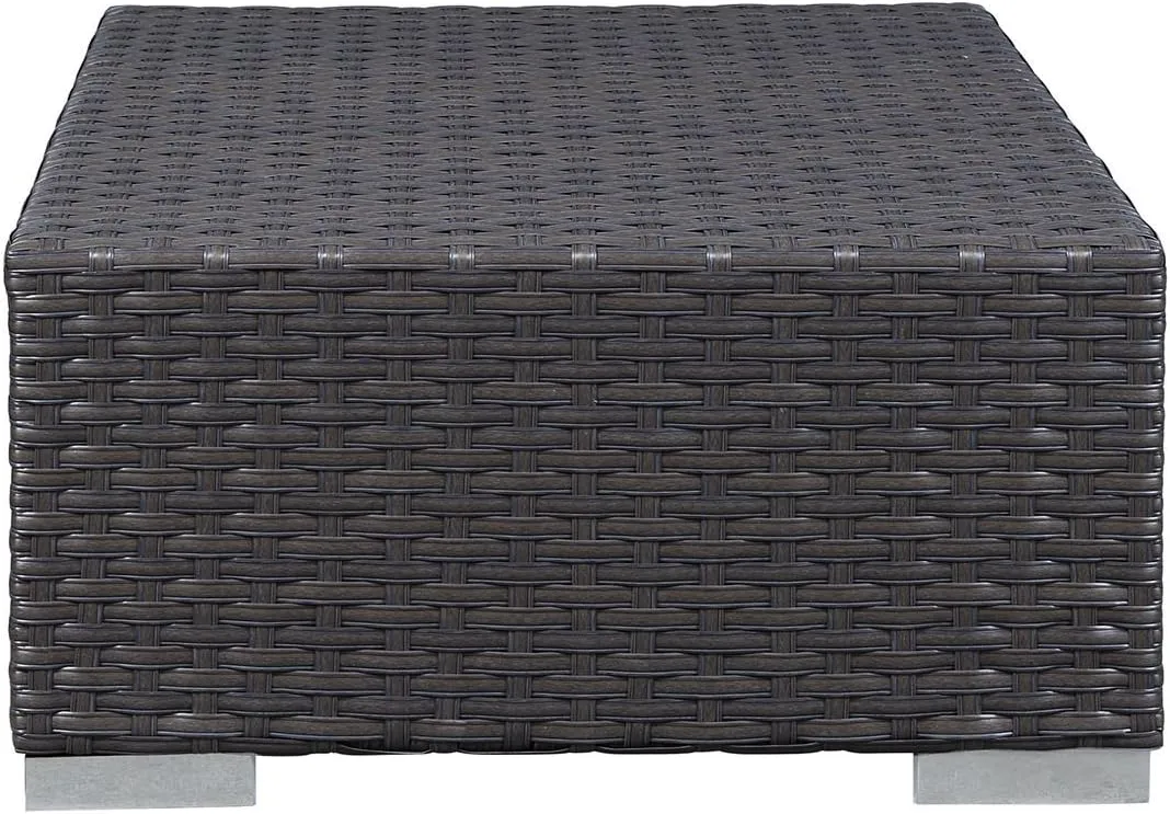 Modway Sojourn Wicker Rattan Outdoor Patio Sunbrella Fabric Ottoman in Canvas Navy