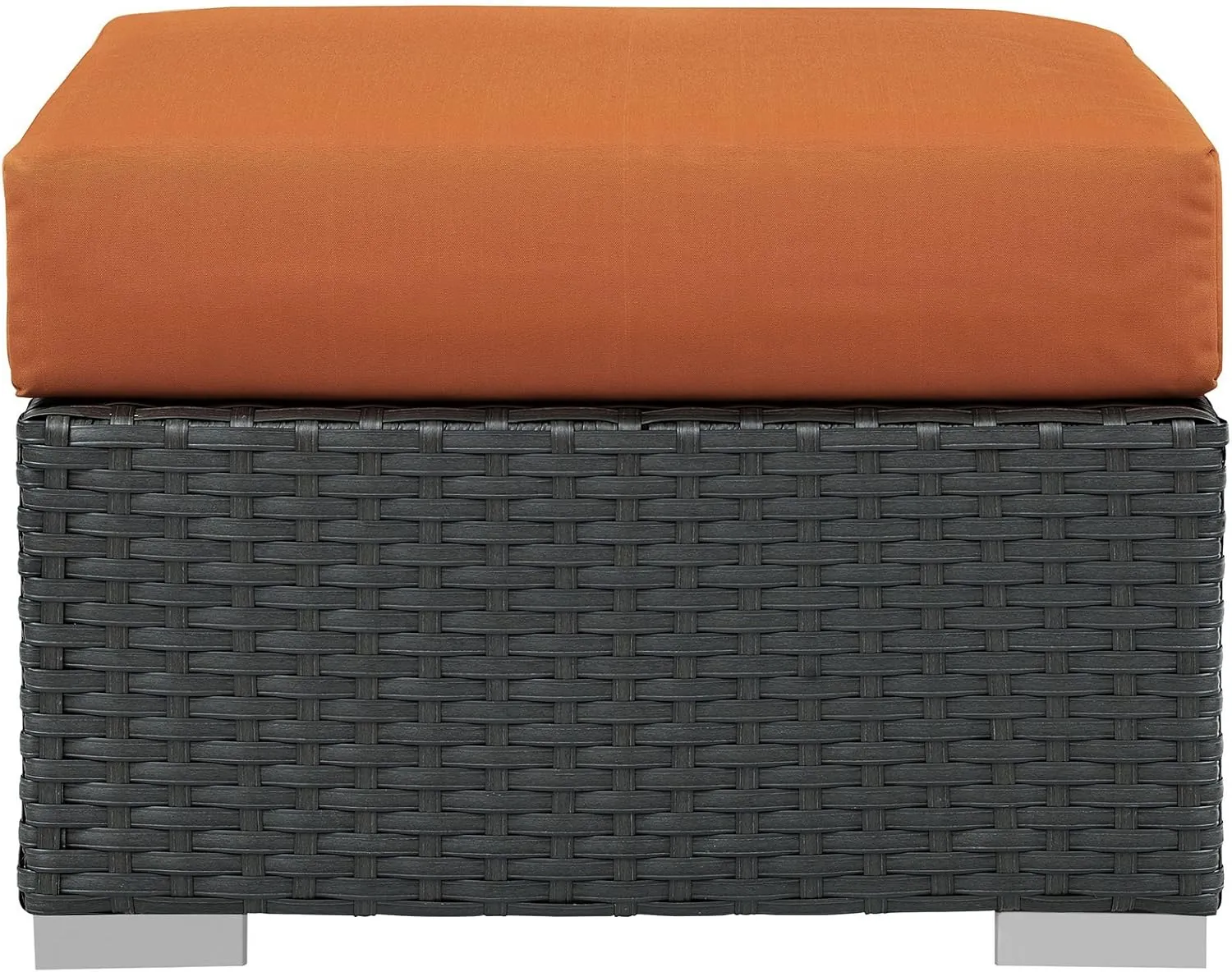 Modway Sojourn Wicker Rattan Outdoor Patio Sunbrella Fabric Ottoman in Canvas Tuscan