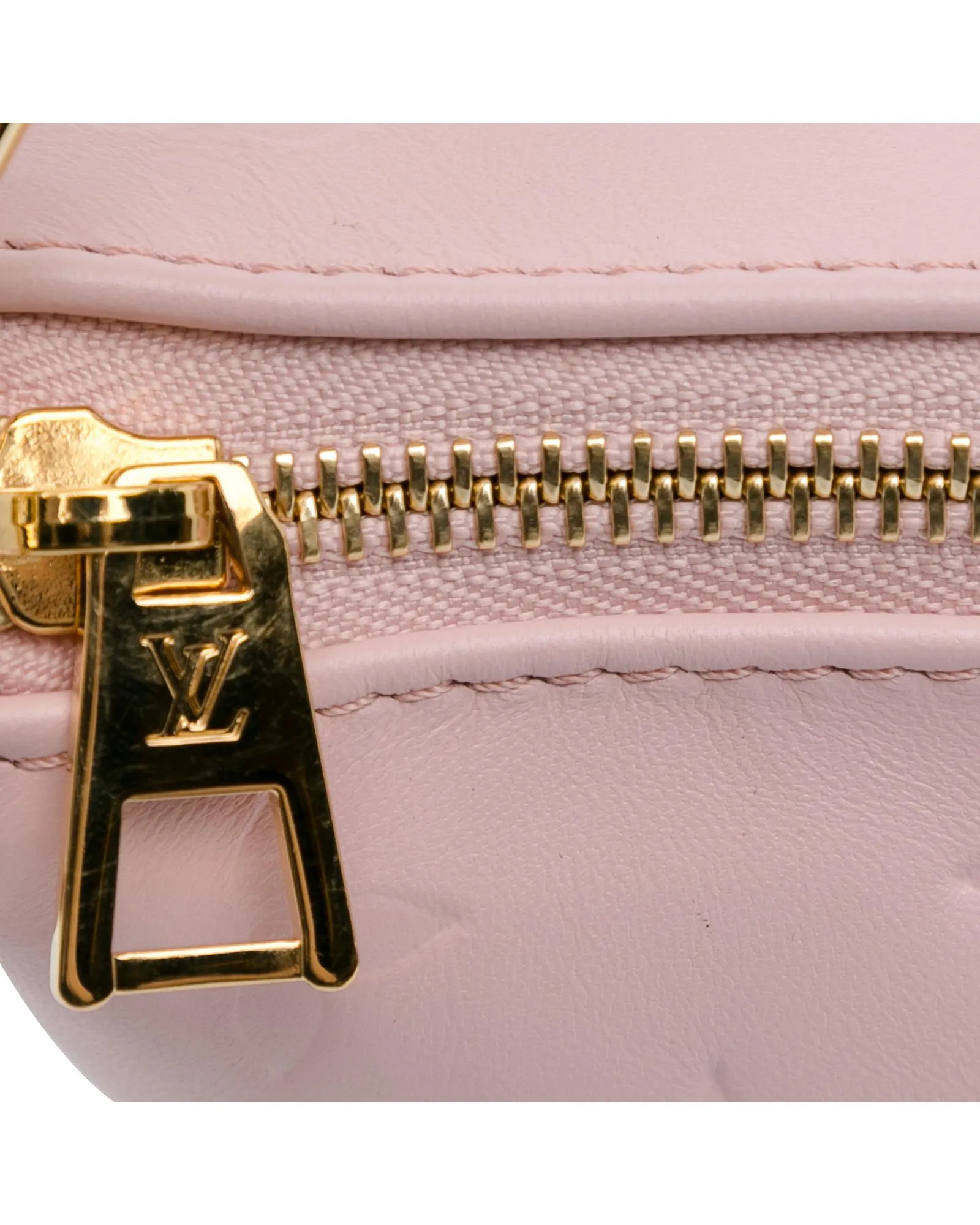 Monogram Embossed Puffy Lambskin Bag with Gold-Tone Chain and Detachable Strap