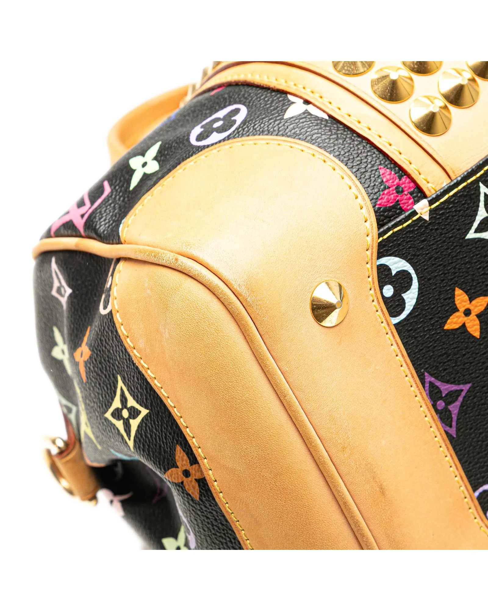 Monogram Multicolore Canvas Bag with Studded Leather Trim and Detachable Strap