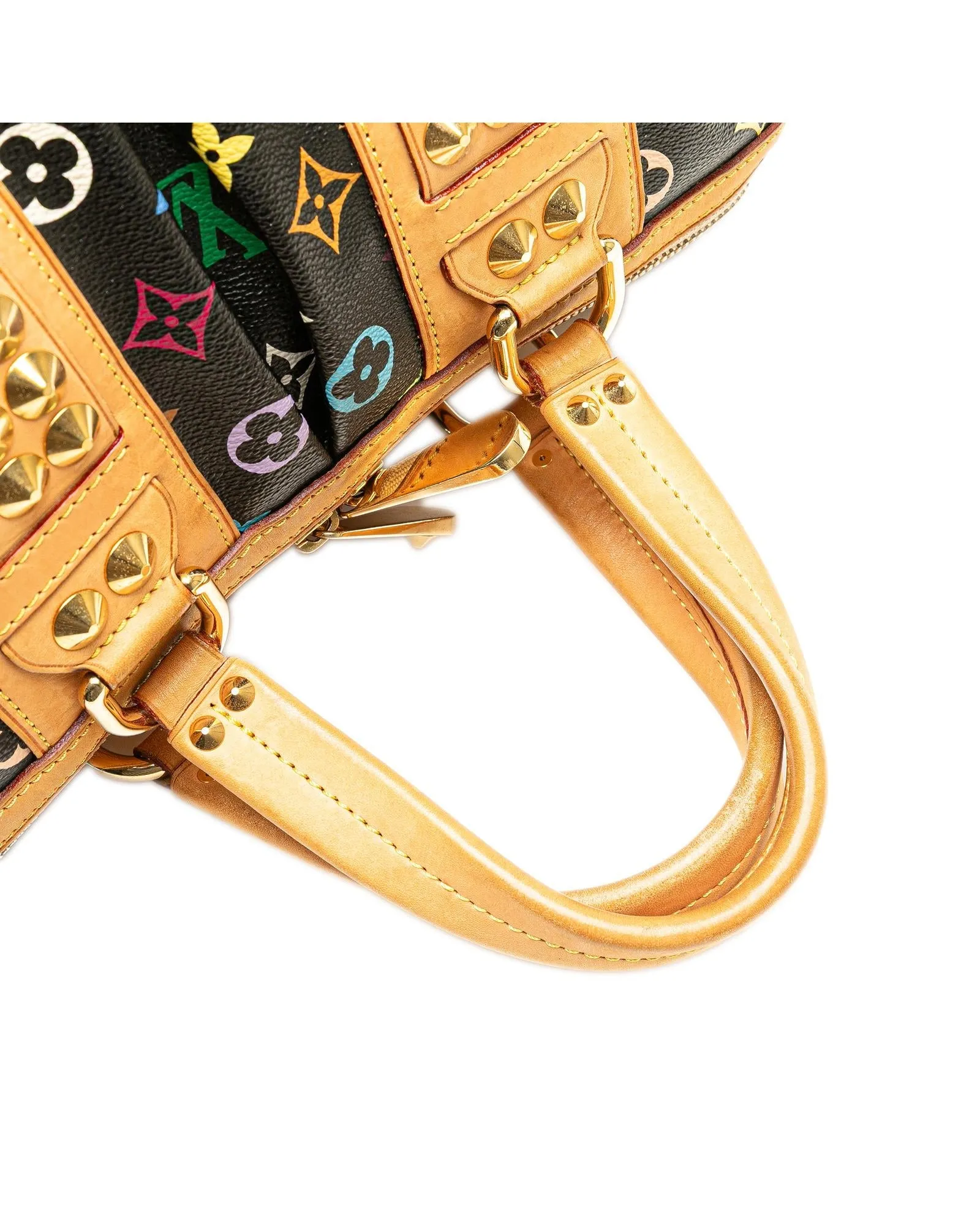 Monogram Multicolore Canvas Bag with Studded Leather Trim and Detachable Strap