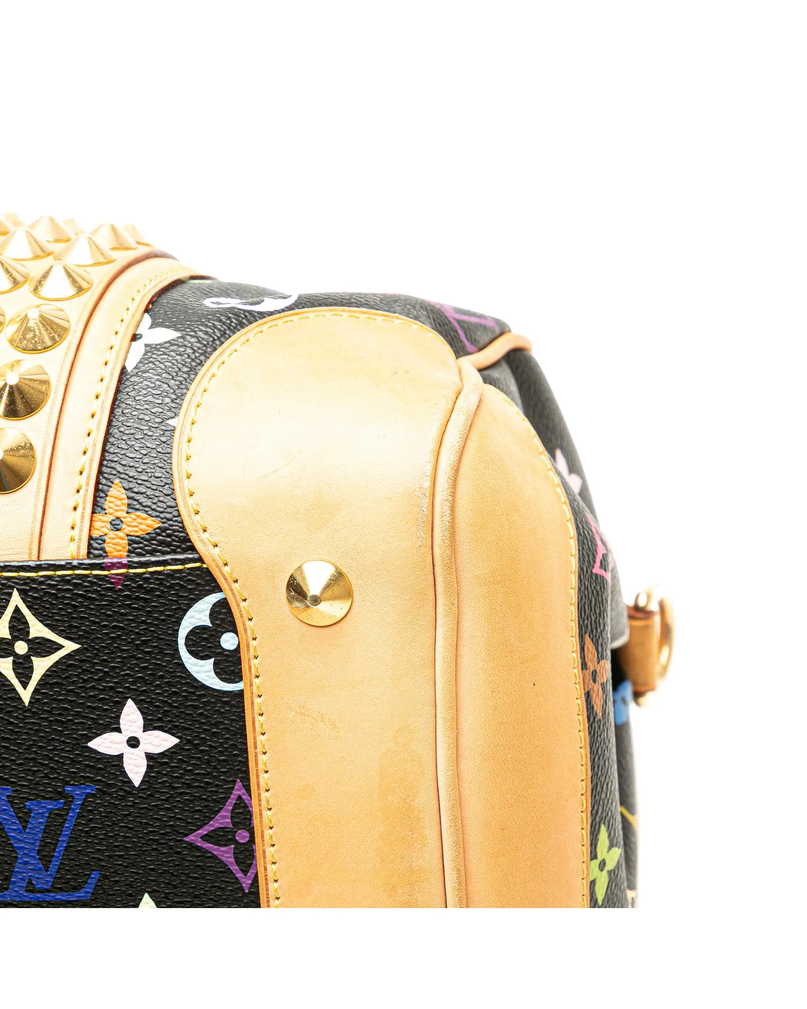 Monogram Multicolore Canvas Bag with Studded Leather Trim and Detachable Strap