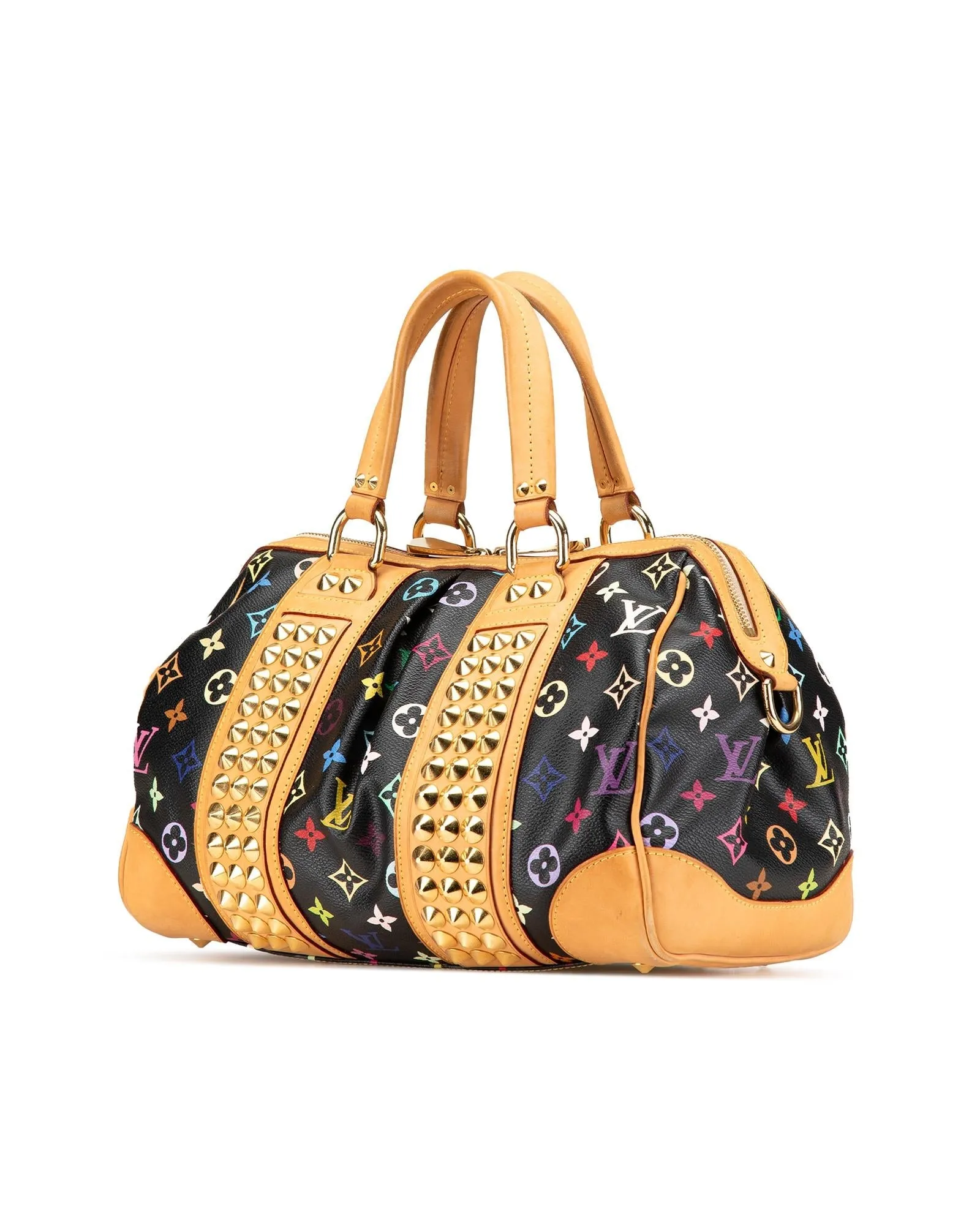 Monogram Multicolore Canvas Bag with Studded Leather Trim and Detachable Strap