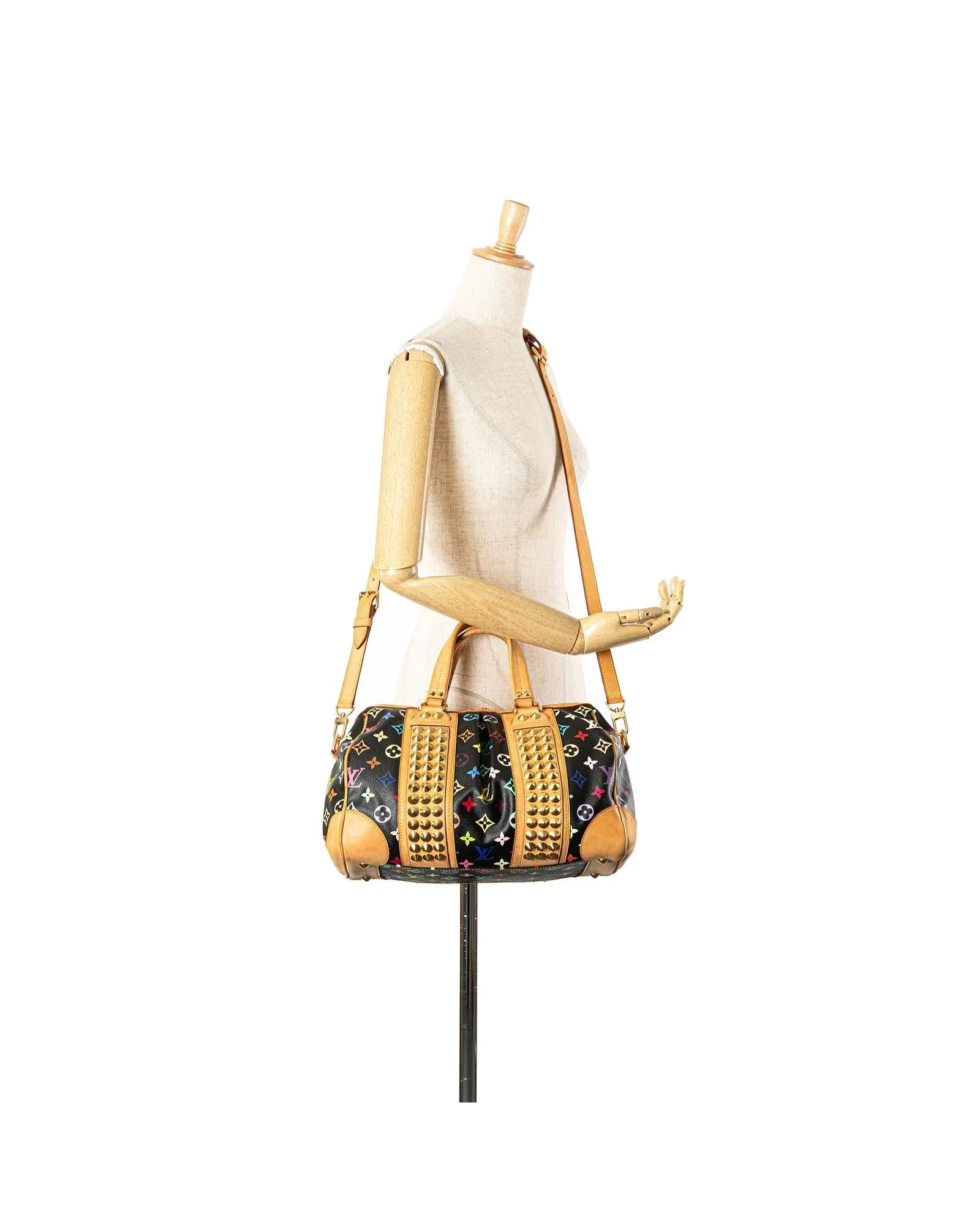 Monogram Multicolore Canvas Bag with Studded Leather Trim and Detachable Strap