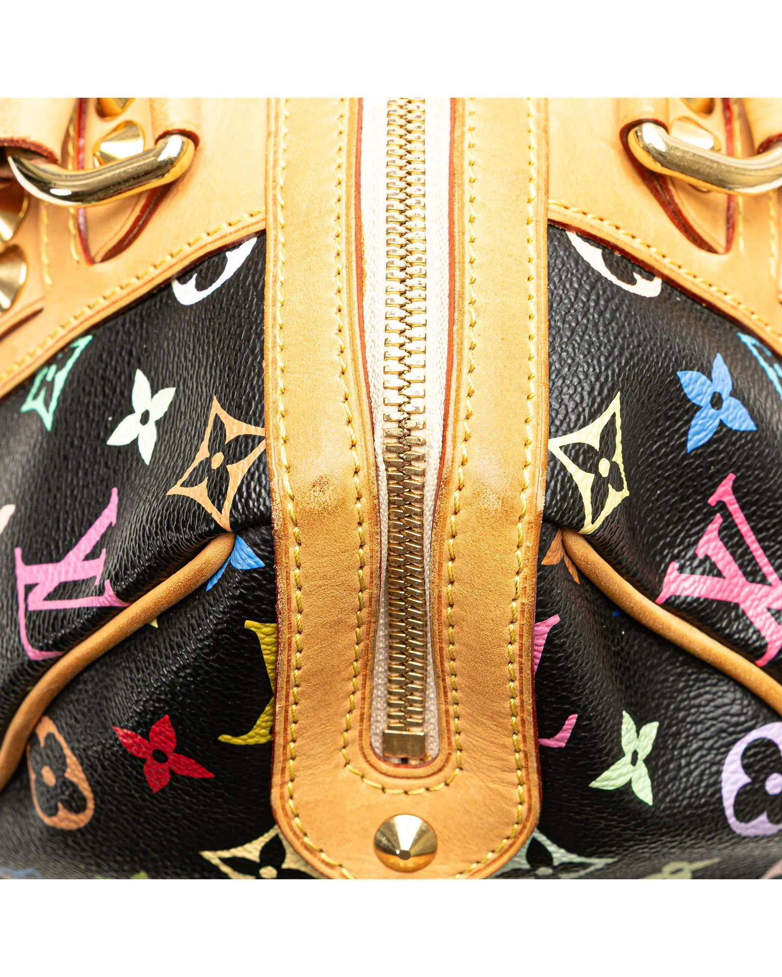 Monogram Multicolore Canvas Bag with Studded Leather Trim and Detachable Strap