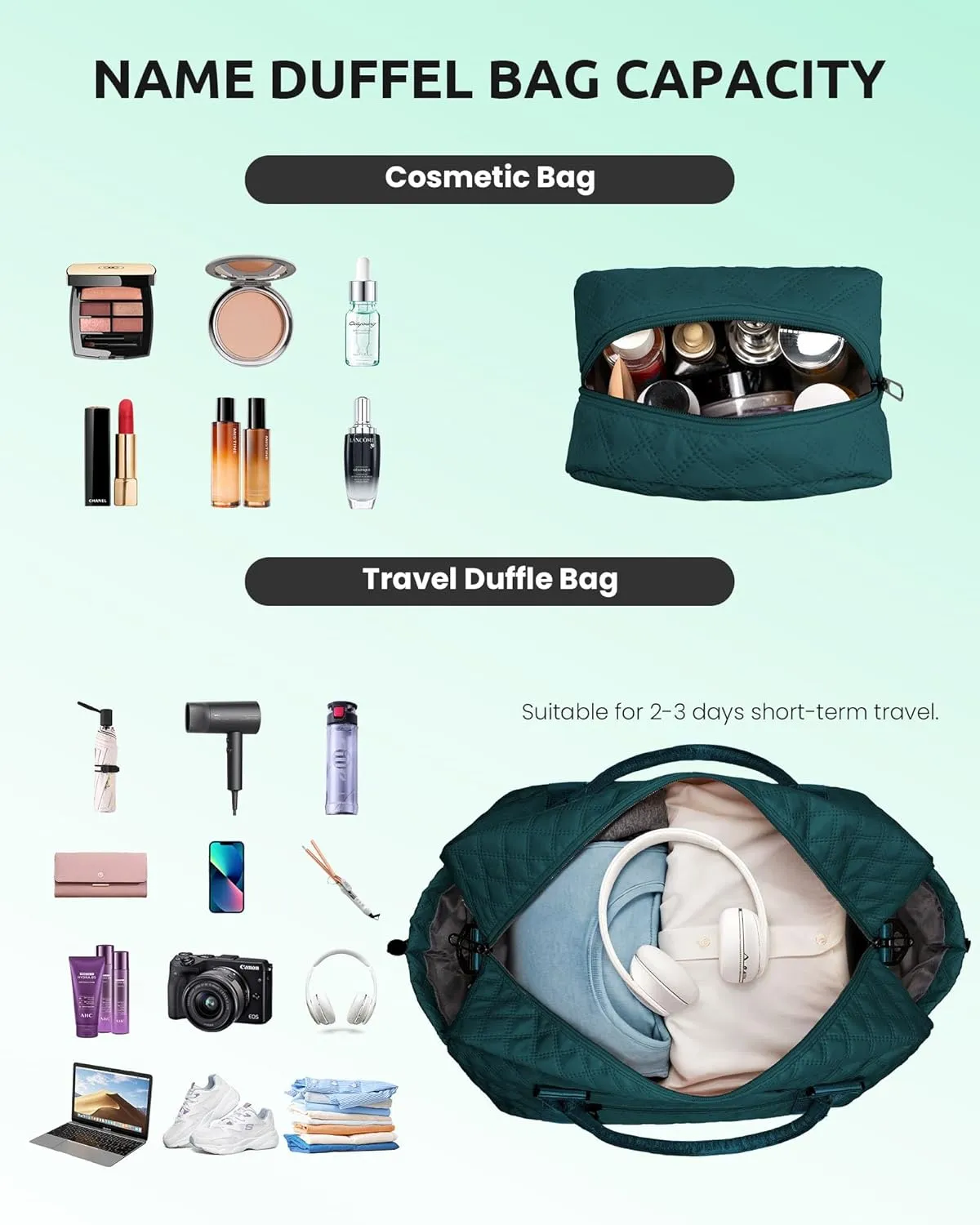 Monogrammed Gifts for Women-Initial Travel Bag with Shoe Compartment, Teacher Gifts Personalized Weekender Bag, Overnight Bag for Women, Letter Girls Duffel Bag with Makeup Bag (Letter A)