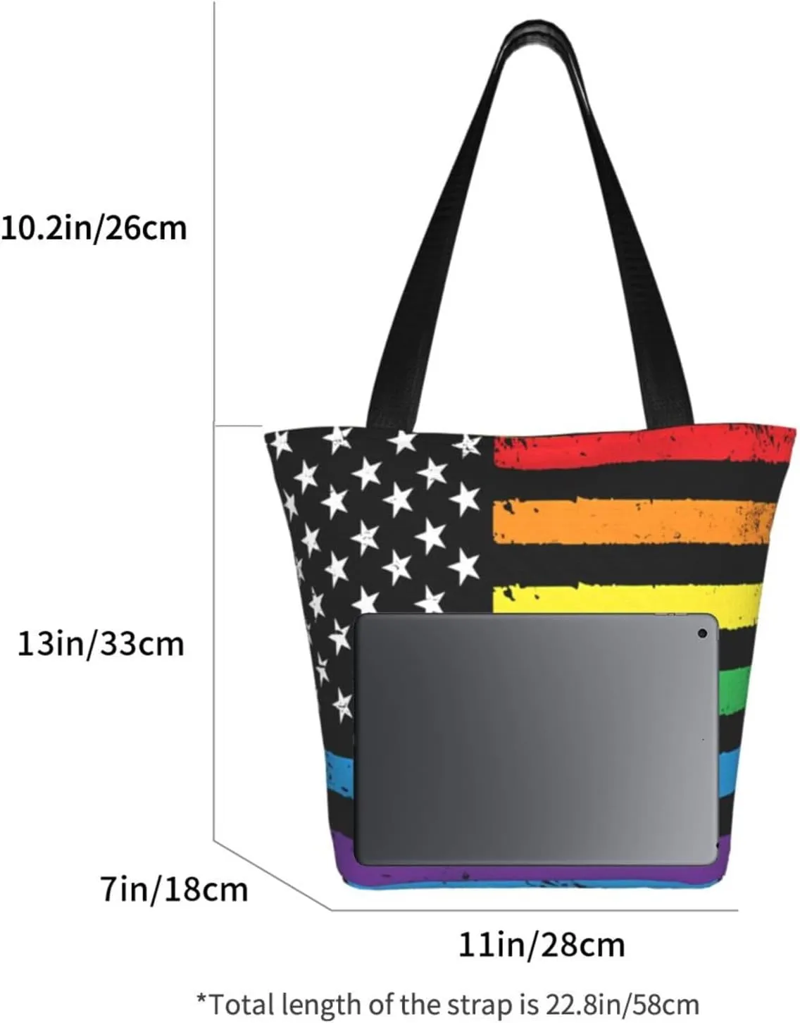 Motocross Dirt Bike American Flag Women's Tote Bag Shoulder Bag Shopping Handbag Large Capacity Handbag With Zipper