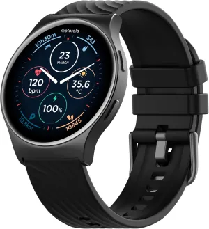 Motorola Moto Watch 120 - Premium Bluetooth Smartwatch with AMOLED Display, 10-Day Battery, Heart Rate & SpO2 Tracking, Fitness & Health Monitoring, Compatible with Android and iPhone - Phantom Black