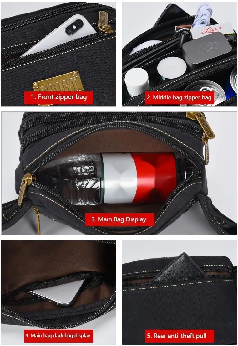 Multi-Layer Anti-Theft Fanny Packs For Women & Men Waist Pack Hip Bum Bag with Multi-Pockets Large Capacity Casual Waterproof Bum Bag forTraveling Casual Cycling Running Hiking (Brown)